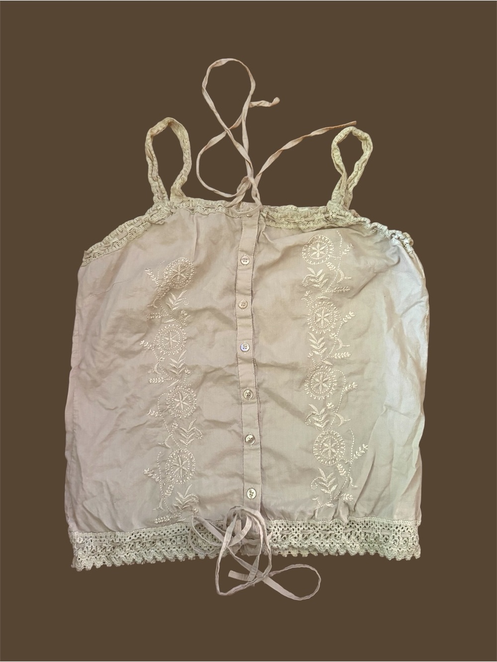 Uniti Casuals Light Beige Crochet-Trim Cotton Top